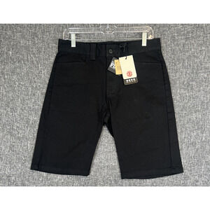 Element Black Flat Front Regular Fit Sawyer Classic Chino Shorts Mens 30